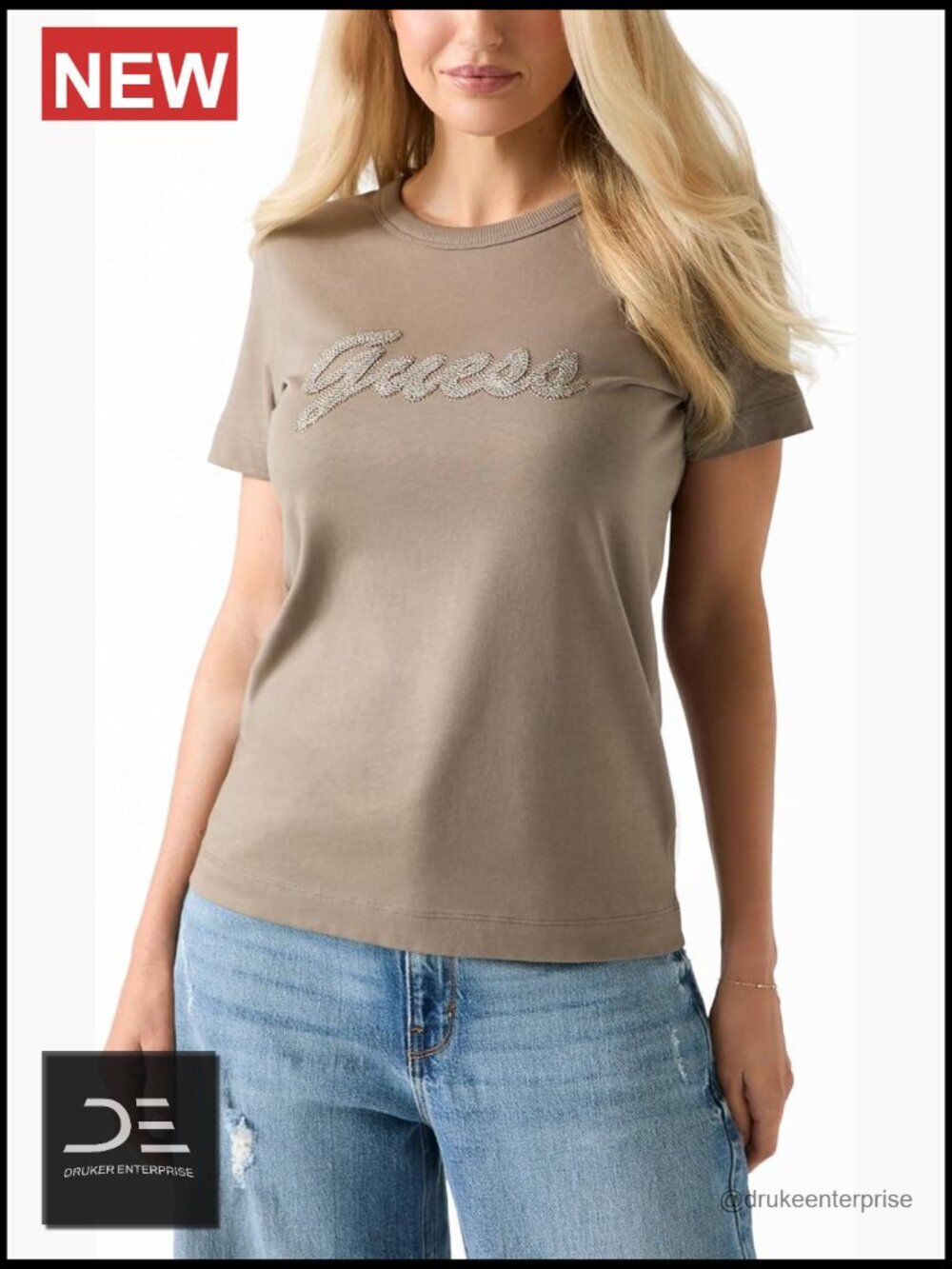 Eco Short Sleeve 3D Guess Script Tee - Cotton T-Shirt